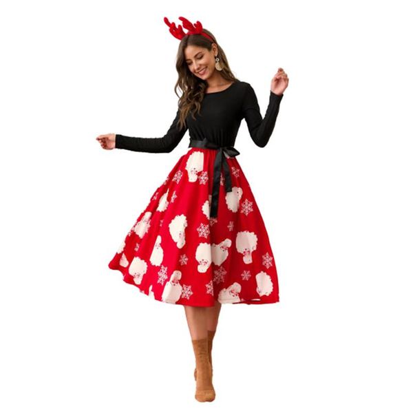 woman christmas dress winter long sleeve santa claus tree printing stitching belt retro big swing vestidos mujer casual dresses, Black;gray
woman christmas dress winter long sleeve santa claus tree printing stitching belt retro big swing vestidos mujer casual dresses, Black;gray