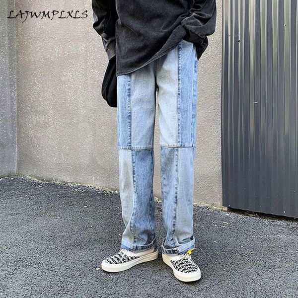 men's jeans 2021 men women jeasns high street hip hop washed distressed old denim goth pants loose straight contrasting color bottom, Blue
men's jeans 2021 men women jeasns high street hip hop washed distressed old denim goth pants loose straight contrasting color bottom, Blue