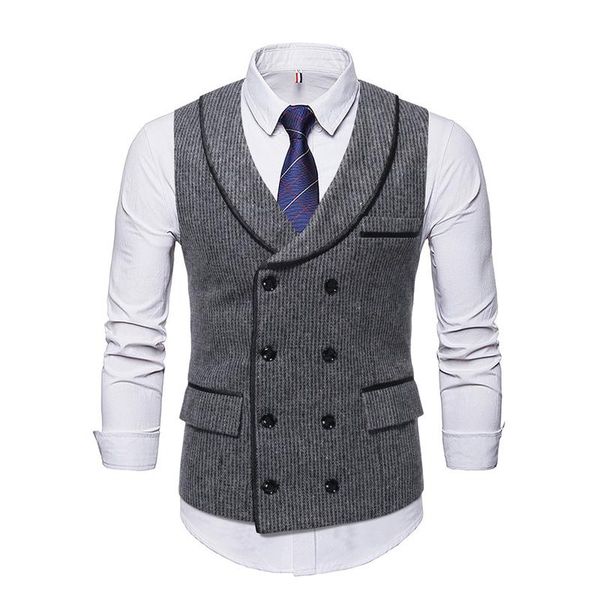 men's vests 2021 style waistcoat stripe double breasted button recreational vest, Black;white
men's vests 2021 style waistcoat stripe double breasted button recreational vest, Black;white