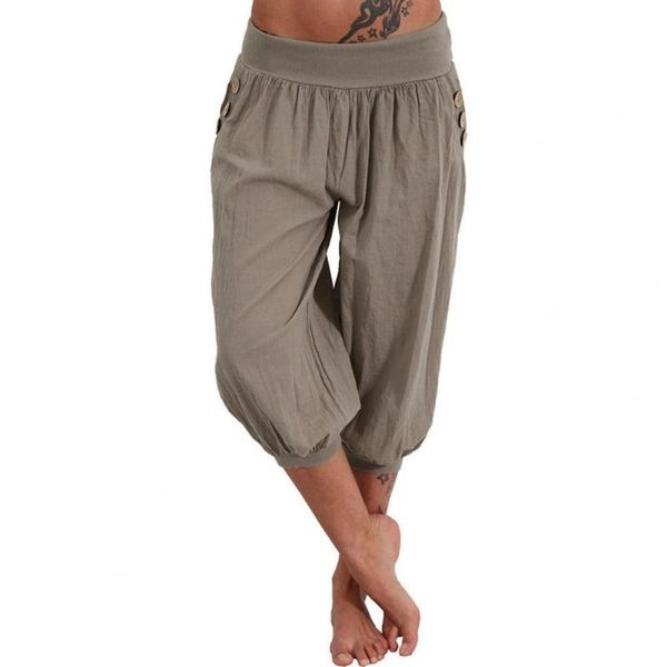 women's pants & capris ladies summer elastic waist capri lantern shape loose casual women solid color bloomers female wide legs cropped, Black;white
women's pants & capris ladies summer elastic waist capri lantern shape loose casual women solid color bloomers female wide legs cropped, Black;white