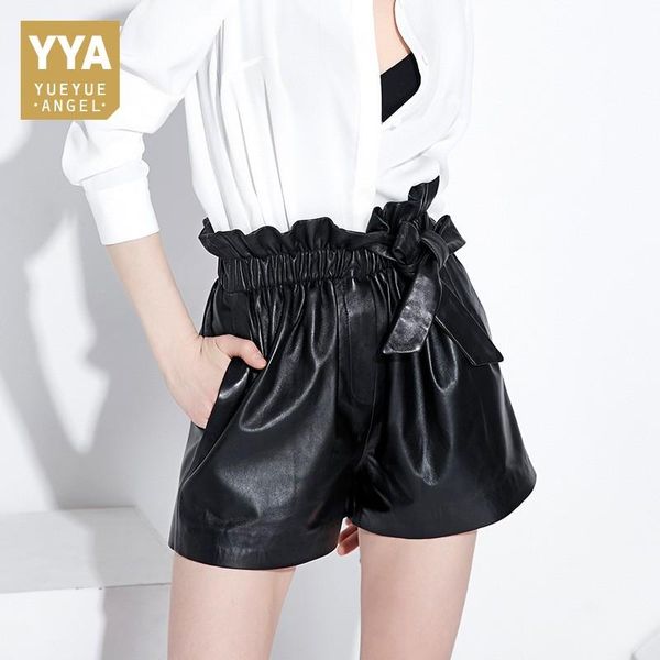 women's shorts womens leather 2021 korean fashion elastic mid waist casual ruffles sweet female trousers streetwear loose fit short, White;black
women's shorts womens leather 2021 korean fashion elastic mid waist casual ruffles sweet female trousers streetwear loose fit short, White;black