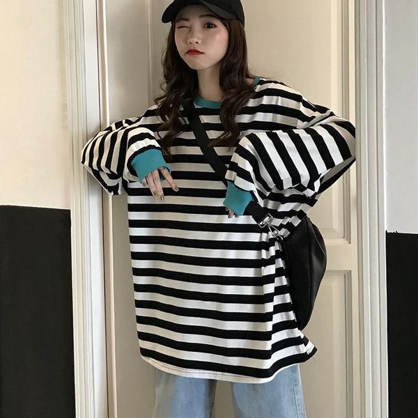 oversized striped korean style casual women t shirt hip hop streetwear friends long 90s grunge aesthetic basic tee stranger things, White
oversized striped korean style casual women t shirt hip hop streetwear friends long 90s grunge aesthetic basic tee stranger things, White