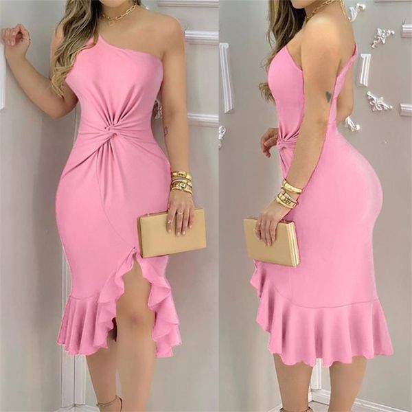women summer solid pencil dress for party irregular tangle up design ruffles decor one shoulder sleeveless slim hips 210520, Black;gray
women summer solid pencil dress for party irregular tangle up design ruffles decor one shoulder sleeveless slim hips 210520, Black;gray