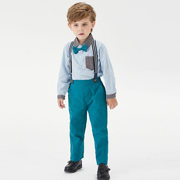autumn children's wear boys' long sleeve bow tie shirt and suspenders two piece set of children clothes, Blue
autumn children's wear boys' long sleeve bow tie shirt and suspenders two piece set of children clothes, Blue
