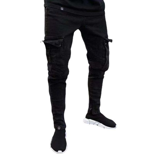 men's jeans elastic fashion knee hole zipper pencil pants solid color pockets skinny men casual black, Blue
men's jeans elastic fashion knee hole zipper pencil pants solid color pockets skinny men casual black, Blue