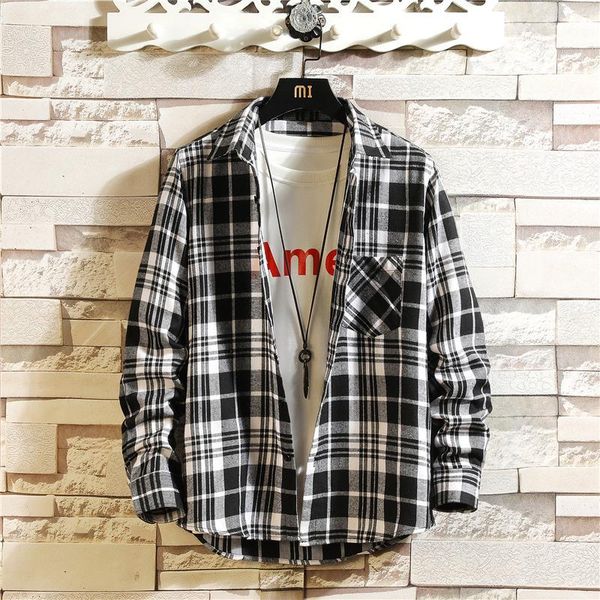 men's casual shirts 2021 spring and autumn youth shirt korean lapel contrast color long-sleeved plaid oversized jacket -5xl, White;black
men's casual shirts 2021 spring and autumn youth shirt korean lapel contrast color long-sleeved plaid oversized jacket -5xl, White;black