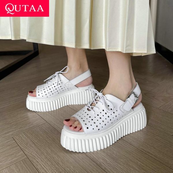 wedge high heel summer women shoes genuine leather cut outs lace up sandals platform buckle female pumps size 34-41, Black
wedge high heel summer women shoes genuine leather cut outs lace up sandals platform buckle female pumps size 34-41, Black