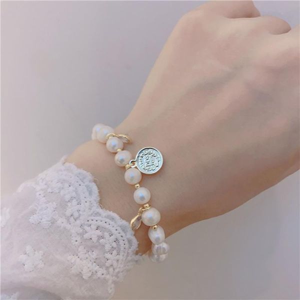 beaded, strands fashion temperament simple wild ins style freshwater pearl metal personality portrait bracelet elasticity adjustable, Black
beaded, strands fashion temperament simple wild ins style freshwater pearl metal personality portrait bracelet elasticity adjustable, Black
