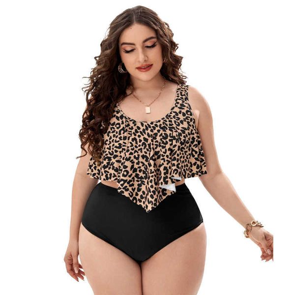 2021 feipo bikini new leopard print split large ruffle women's swimming suit, Black;white
2021 feipo bikini new leopard print split large ruffle women's swimming suit, Black;white