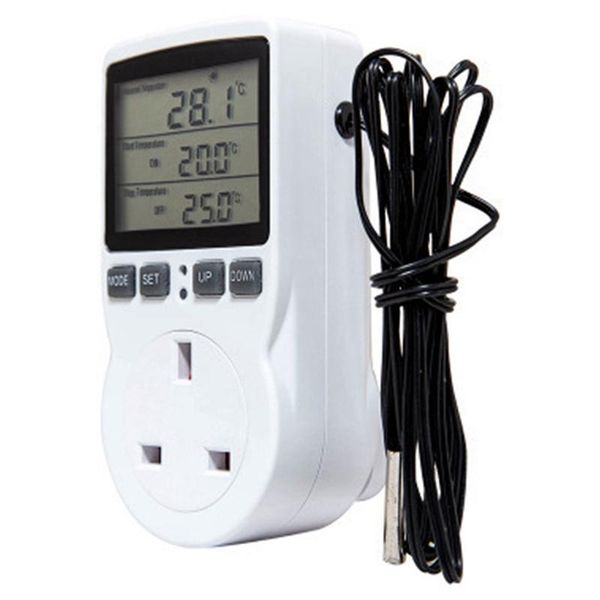 smart home control digital temperature controller thermostat outlet socket plug heating cooling timer for homebrew greenhouse 
smart home control digital temperature controller thermostat outlet socket plug heating cooling timer for homebrew greenhouse