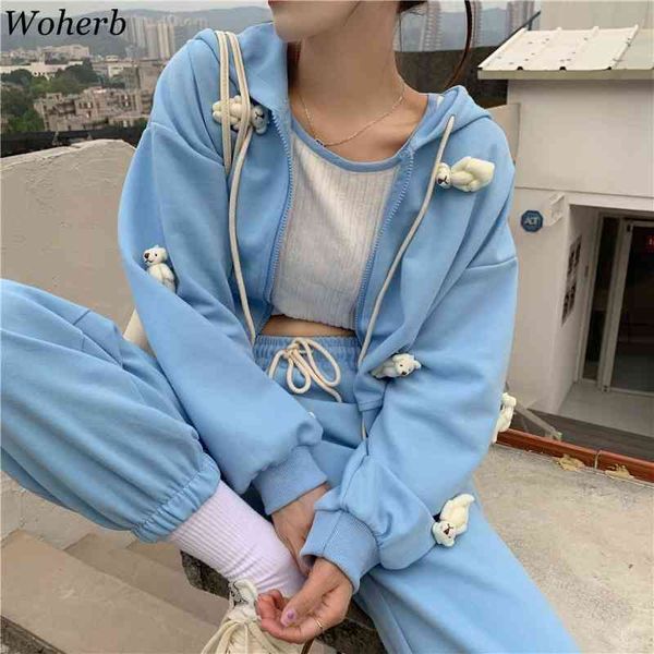 casual loose two pieces blue set bear patch zipper hoodies + harem sweatpants korean cute outfits suit sets 210422, White
casual loose two pieces blue set bear patch zipper hoodies + harem sweatpants korean cute outfits suit sets 210422, White