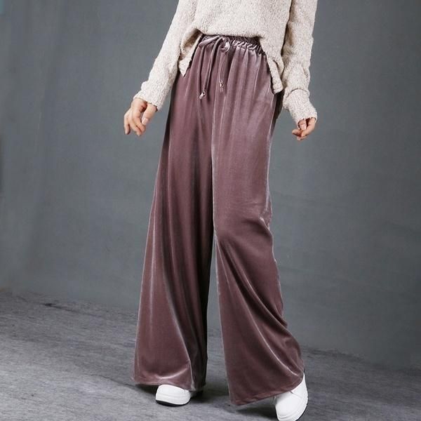 women's pants & capris womens glossy velvet trousers wide leg for women casual elastic high waist loose long femme pant, Black;white
women's pants & capris womens glossy velvet trousers wide leg for women casual elastic high waist loose long femme pant, Black;white