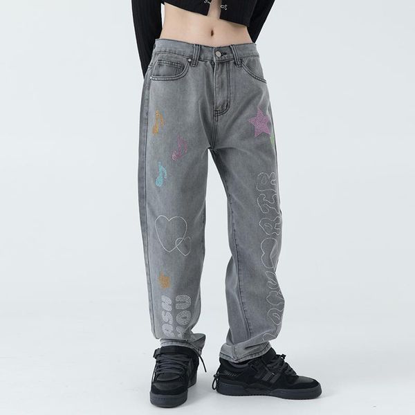 women's jeans rhinestome graffiti washed retro denim trousers womens vibe style ripped casual loose harajuku hip hop jean pants, Blue
women's jeans rhinestome graffiti washed retro denim trousers womens vibe style ripped casual loose harajuku hip hop jean pants, Blue