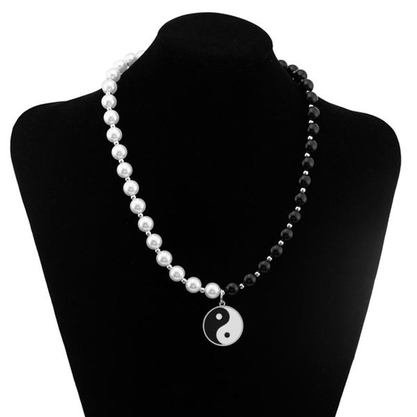 pendant necklaces trendy hip hop gossip lobster clasp necklace personality yin yang black beads white pearl jewelry, Silver
pendant necklaces trendy hip hop gossip lobster clasp necklace personality yin yang black beads white pearl jewelry, Silver