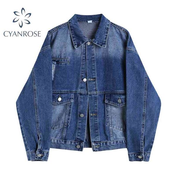 women's denim jacket blue gradient color single breasted cardigan loose casual vintage spring cowboy jeans coats female 210430, Black;brown
women's denim jacket blue gradient color single breasted cardigan loose casual vintage spring cowboy jeans coats female 210430, Black;brown