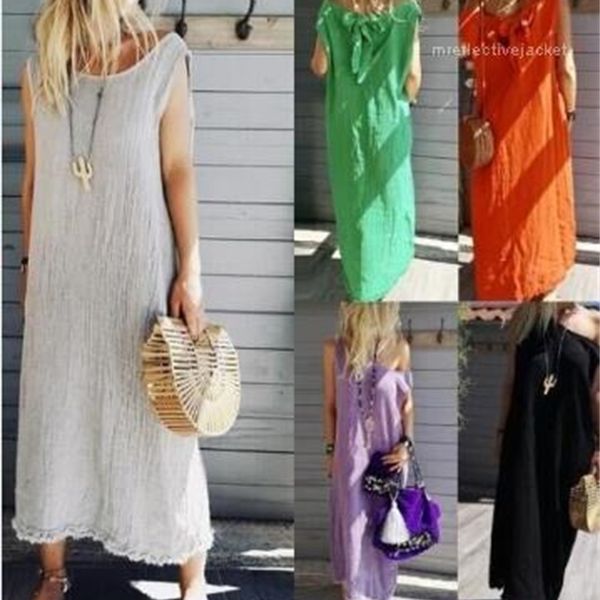 casual long dress loose crew neck solid color female clothing plus size womens summer designer dresses sleeveless, Black;gray
casual long dress loose crew neck solid color female clothing plus size womens summer designer dresses sleeveless, Black;gray