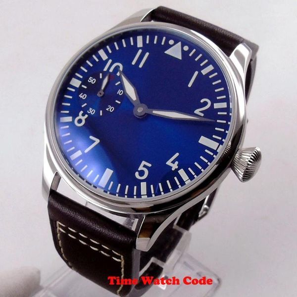 classic 44mm asia 6497 movement hand-winding men's wristwatch blue sterile dial luminous hands marks leather strap wristwatches, Slivery;brown
classic 44mm asia 6497 movement hand-winding men's wristwatch blue sterile dial luminous hands marks leather strap wristwatches, Slivery;brown
