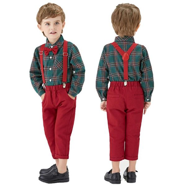 clothing sets toddler baby boys clothes set gentleman bow tie plaid long sleeve turn-down collar t-shirt +suspender pants outfits, White
clothing sets toddler baby boys clothes set gentleman bow tie plaid long sleeve turn-down collar t-shirt +suspender pants outfits, White