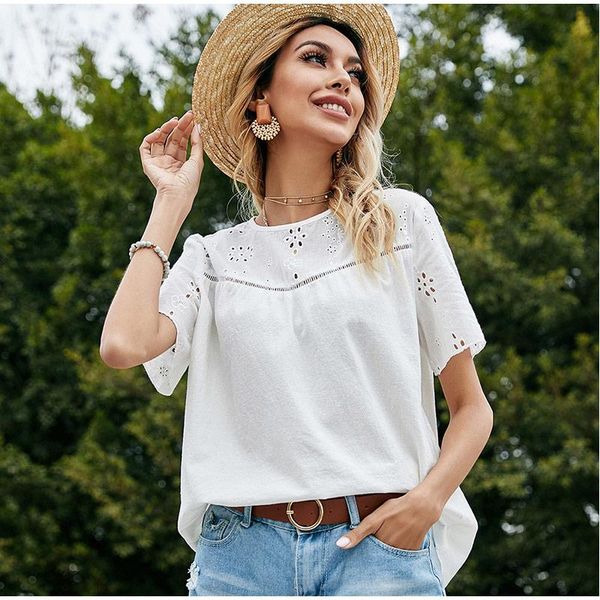 women's t-shirt hollow out o-neck 100% cotton hook flowers solid short sleeve female 2021 summer casual lady white
women's t-shirt hollow out o-neck 100% cotton hook flowers solid short sleeve female 2021 summer casual lady white