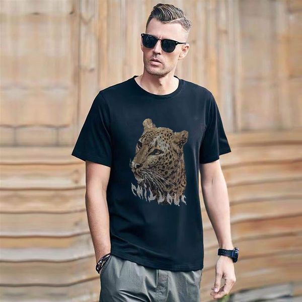 men's t-shirts heavy craft high-end rhinestone leopard design original t-shirt comfortable and light summer men's slim brand short, White;black
men's t-shirts heavy craft high-end rhinestone leopard design original t-shirt comfortable and light summer men's slim brand short, White;black