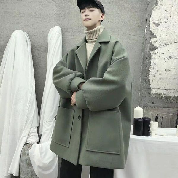 men's wool & blends winter woolen trench coat windbreaker mid length jacket students korean style loose trend handsome autumn clothes m, Black
men's wool & blends winter woolen trench coat windbreaker mid length jacket students korean style loose trend handsome autumn clothes m, Black