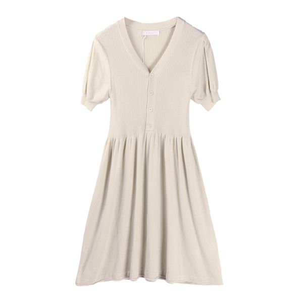 beige black v neck short sleeve button elegant office lady mini dress knitted d1268 210514, Black;gray
beige black v neck short sleeve button elegant office lady mini dress knitted d1268 210514, Black;gray