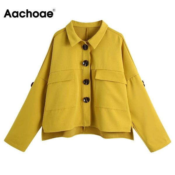 women's jackets aachoae spring autumn women solid pockets chic batwing long sleeve outwear causual yellow single breasted loose coats, Black;brown
women's jackets aachoae spring autumn women solid pockets chic batwing long sleeve outwear causual yellow single breasted loose coats, Black;brown