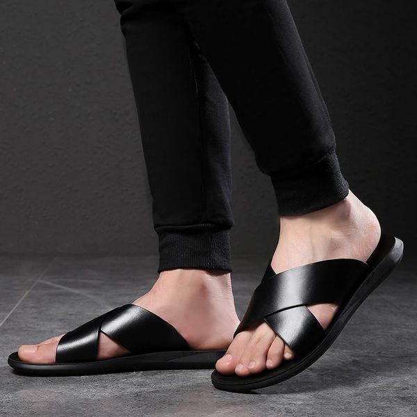 slippers genuine leather mens sandals summer shoes man fashion simple black/brown sliper for men chinelo slide
slippers genuine leather mens sandals summer shoes man fashion simple black/brown sliper for men chinelo slide