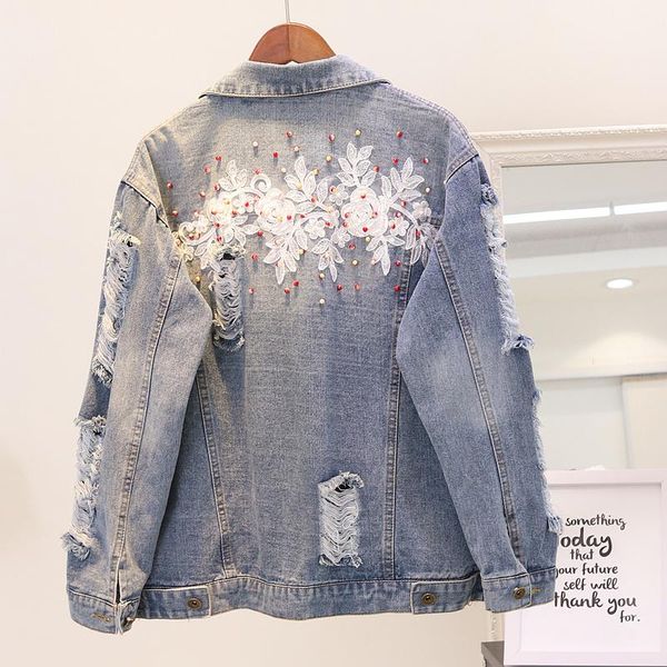 women's jackets autumn heavy industry beaded embroidered hole denim coat jacket female loose long sleeve student jeans, Black;brown
women's jackets autumn heavy industry beaded embroidered hole denim coat jacket female loose long sleeve student jeans, Black;brown