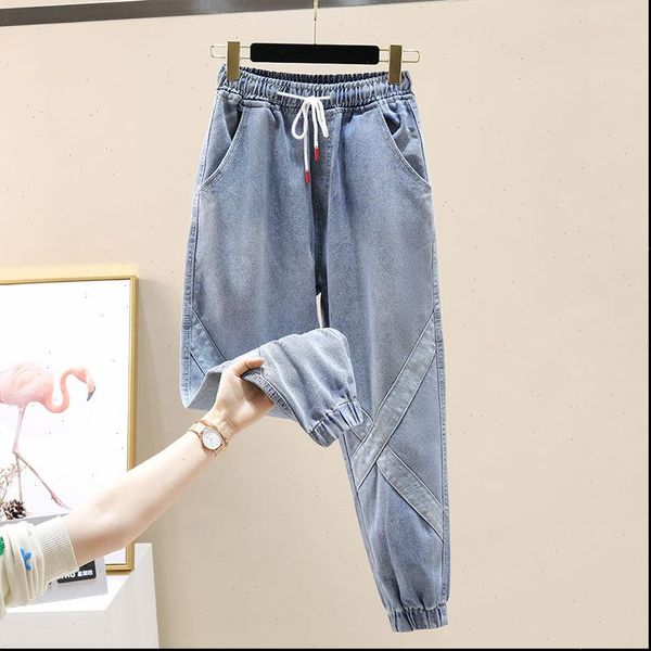 high waisted tooling ankle womens jean banded pants capri denim fall loose plus size harem trousers, Blue
high waisted tooling ankle womens jean banded pants capri denim fall loose plus size harem trousers, Blue