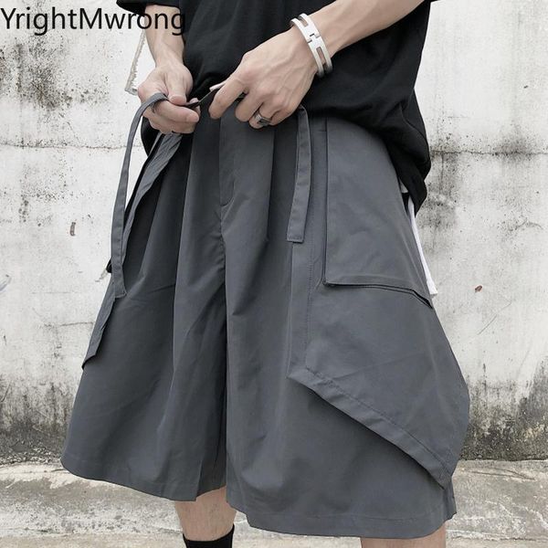 men's shorts two piece set hip hop suit detachable lace-up apron skirt matching wide leg short streetwear japanese fashion cargo jogger, White;black 
men's shorts two piece set hip hop suit detachable lace-up apron skirt matching wide leg short streetwear japanese fashion cargo jogger, White;black