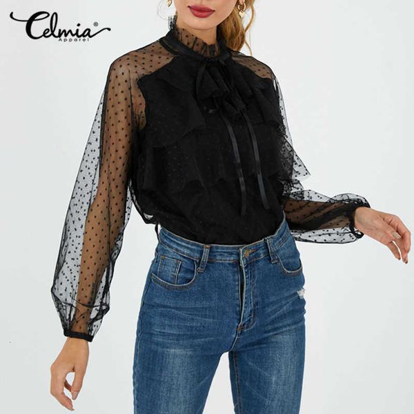 women's blouses & shirts blouses celmia see-through mesh sheer women fashion spring summer lantern sleeve lace-up polka dot party b lk, White
women's blouses & shirts blouses celmia see-through mesh sheer women fashion spring summer lantern sleeve lace-up polka dot party b lk, White