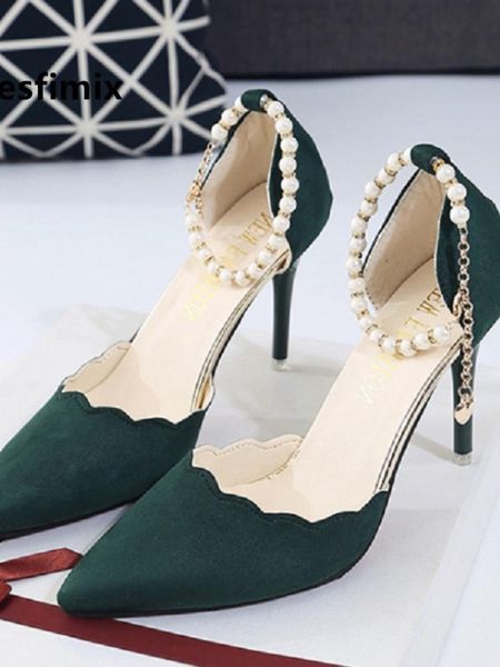 dress shoes women fashion pointed toe high heel lady wedding heels with pearl deco female party, Black
dress shoes women fashion pointed toe high heel lady wedding heels with pearl deco female party, Black