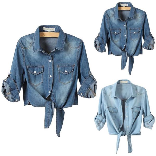 women's jackets denim 2021 casual 3/4 sleeve button down crop jean knot tie shirt jacket streetwear short, Black;brown
women's jackets denim 2021 casual 3/4 sleeve button down crop jean knot tie shirt jacket streetwear short, Black;brown