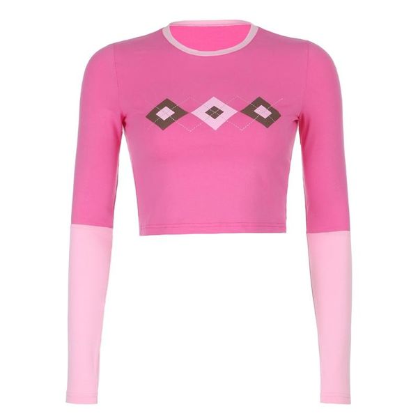 women's t-shirt women autumn long sleeve o-neck pink t shirts color block patchwork argyle plaid print crop harajuku slim fit pullover, White
women's t-shirt women autumn long sleeve o-neck pink t shirts color block patchwork argyle plaid print crop harajuku slim fit pullover, White