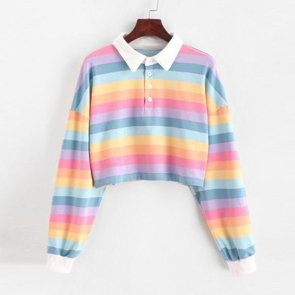women's blouses & shirts 2021 women spring blouse ladies girls rainbow colorful stripes fashion female cloth and, White
women's blouses & shirts 2021 women spring blouse ladies girls rainbow colorful stripes fashion female cloth and, White