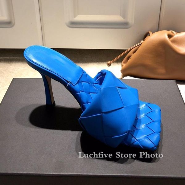 slippers open square toe nude leather mules 9cm stiletto heel woven formal dress shoes high summer party, Black
slippers open square toe nude leather mules 9cm stiletto heel woven formal dress shoes high summer party, Black