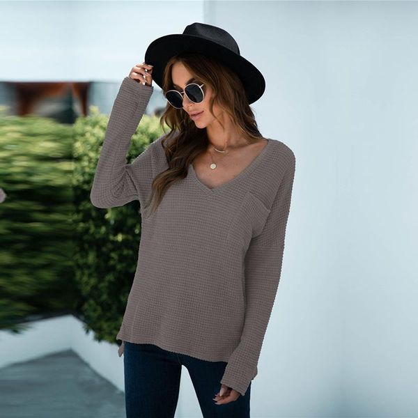 women's blouses & shirts 2021 autumn winter explosion solid color v neck slit pocket knit sweater for ladies fashion casual elegant, White
women's blouses & shirts 2021 autumn winter explosion solid color v neck slit pocket knit sweater for ladies fashion casual elegant, White