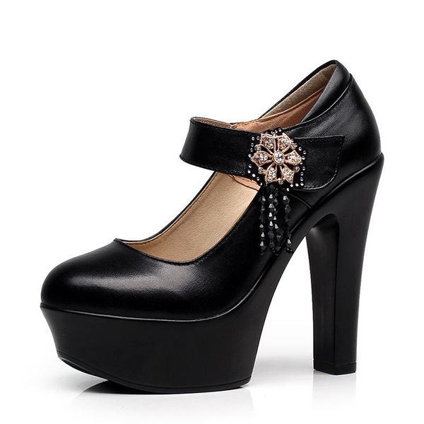 women's pumps genuine leather thick heel height 13 cm platform 4.5 mary jane's style shoes for women dress, Black
women's pumps genuine leather thick heel height 13 cm platform 4.5 mary jane's style shoes for women dress, Black