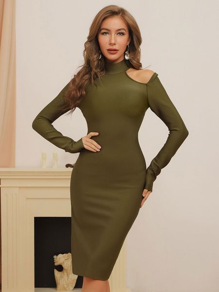 dresses 2021 women spring long-sleeved bandage round neck strapless green side slit celebrity party club vestidos, Black;gray
dresses 2021 women spring long-sleeved bandage round neck strapless green side slit celebrity party club vestidos, Black;gray