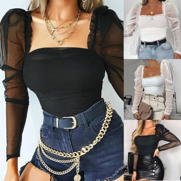 women's t-shirt autumn patchwork mesh blouse square neck women shirt blusa long sleeve pullover solid color blouses mujer shirts, White
women's t-shirt autumn patchwork mesh blouse square neck women shirt blusa long sleeve pullover solid color blouses mujer shirts, White