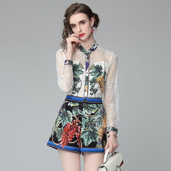 menahem fashion 2021 summer women grape printed lace stitching long sleeve shirt + high waist pocket shorts two piece set women's track, Gray
menahem fashion 2021 summer women grape printed lace stitching long sleeve shirt + high waist pocket shorts two piece set women's track, Gray