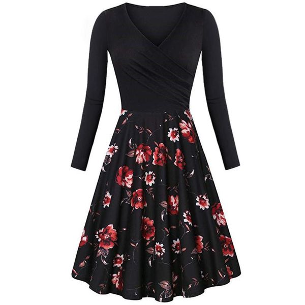 casual dresses 2021 autumn spring female a-line dress mujer vintage floral print women long fashion v-neck slim party, Black;gray
casual dresses 2021 autumn spring female a-line dress mujer vintage floral print women long fashion v-neck slim party, Black;gray