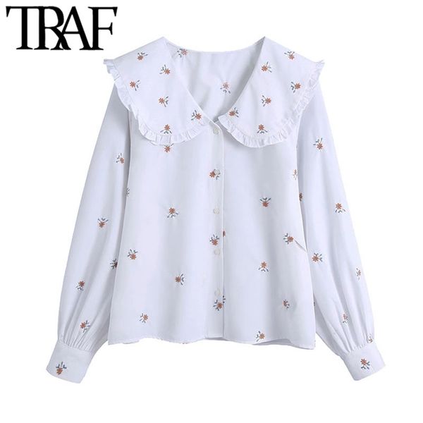women sweet fashion floral embroidery blouses vintage lantern sleeve button-up female shirts blusas chic 210507, White
women sweet fashion floral embroidery blouses vintage lantern sleeve button-up female shirts blusas chic 210507, White