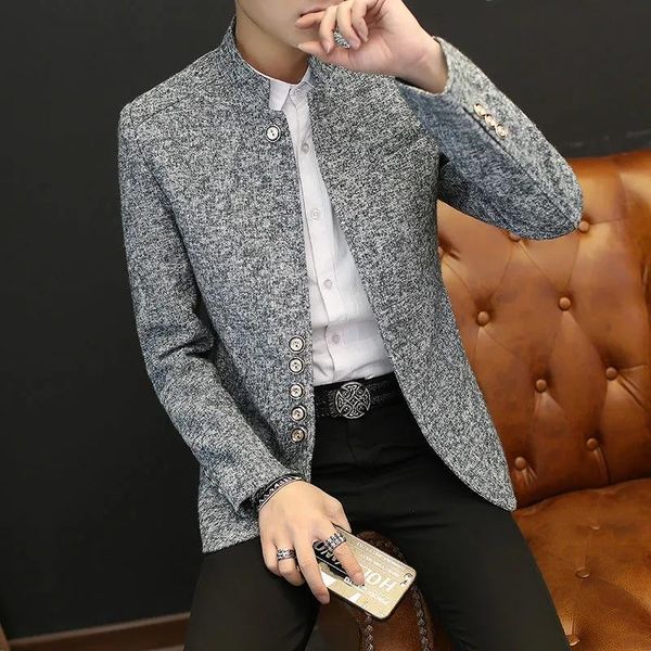 men's suits & blazers men jacket casual slim long sleeve costume homme korean stand suit coat autumn winter clothing business buttons o, White;black
men's suits & blazers men jacket casual slim long sleeve costume homme korean stand suit coat autumn winter clothing business buttons o, White;black