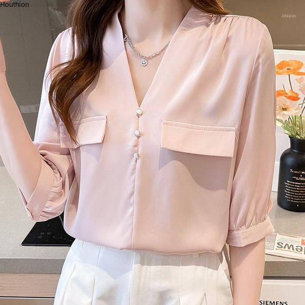 women's blouses & shirts houthion short-sleeved blouse fashion casual shirt drop solid color comfortable v-neck korean, White
women's blouses & shirts houthion short-sleeved blouse fashion casual shirt drop solid color comfortable v-neck korean, White