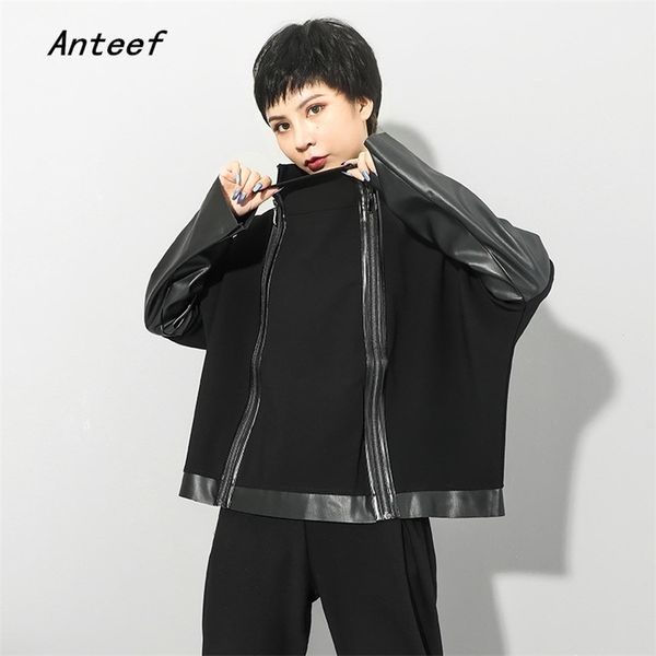 black cotton pu leather plus size oversize jaket causal loose autumn winter jacket coat women clothes cardigan outerwear 210517, Black;brown
black cotton pu leather plus size oversize jaket causal loose autumn winter jacket coat women clothes cardigan outerwear 210517, Black;brown