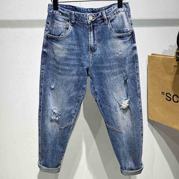 men's jeans jeans european american fashion elastic skinny casual slim trousers solid ripped hole denim ankle length fh3f, Blue
men's jeans jeans european american fashion elastic skinny casual slim trousers solid ripped hole denim ankle length fh3f, Blue