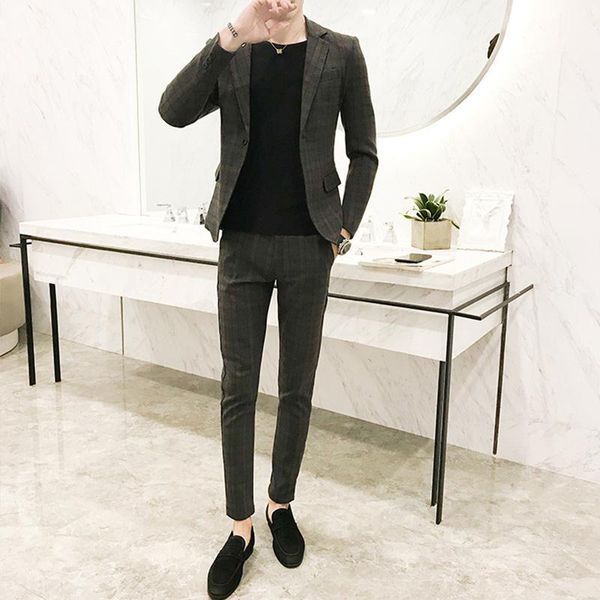 men's tracksuits men 2021 spring blazers pants vest sets fashion suits casual business plaid 2 piece suit jacket coat trousers w435, Gray
men's tracksuits men 2021 spring blazers pants vest sets fashion suits casual business plaid 2 piece suit jacket coat trousers w435, Gray