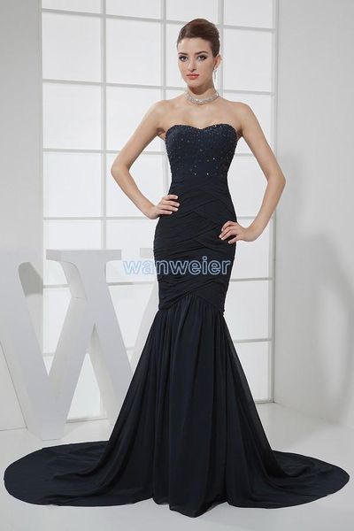 party dresses 2013 long black mermaid formal ball gowns custommade size/color beading small train chiffon evening dress, White;black
party dresses 2013 long black mermaid formal ball gowns custommade size/color beading small train chiffon evening dress, White;black